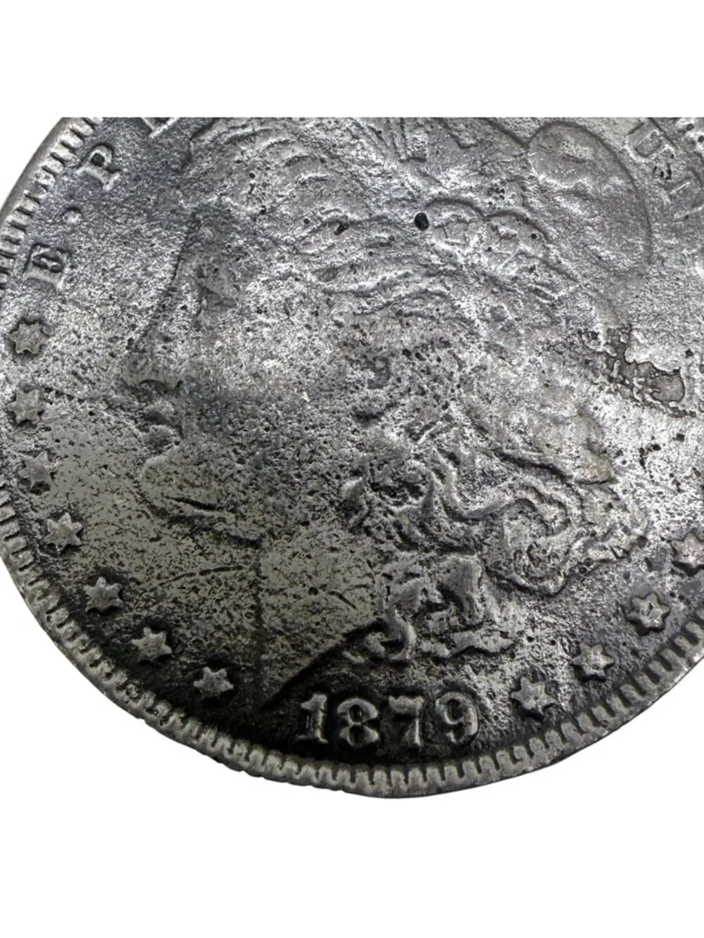 Vintage Coin Style Pendant Silvertone Reproduction Morgan Dollar Medallion Large